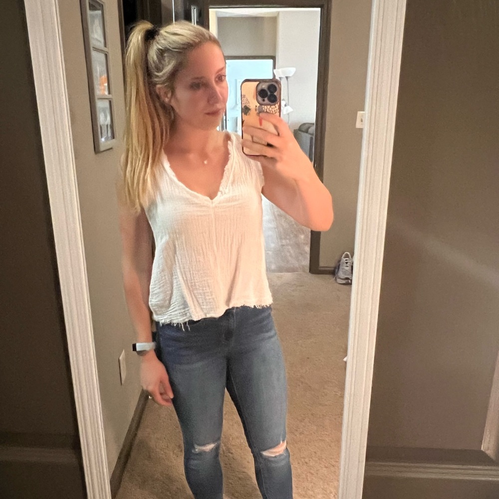 White Fringe Tank
